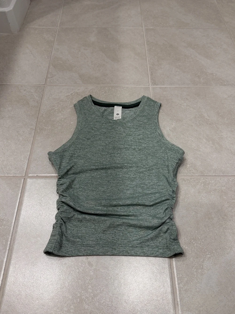 lululemon athletica Heathered Sage Green Ruched Side Tank
